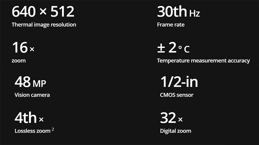 مشخصات دوربین thermal حرارتی پهپاد مویک 2 اینترپرایز ادونسد